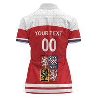 Custom Czech Republic Hockey Women Polo Shirt Czech Lion