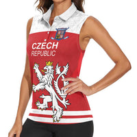 Custom Czech Republic Hockey Women Sleeveless Polo Shirt Czech Lion