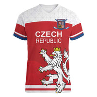 Custom Czech Republic Hockey Women V-Neck T-Shirt Czech Lion