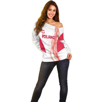 Custom Poland Volleyball Off Shoulder Sweater Polish Eagle Sports Pride