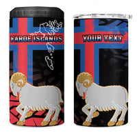 Personalized Faroe Islands 4 in 1 Can Cooler Tumbler Coat Of Arms Flag Style