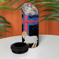 Personalized Faroe Islands 4 in 1 Can Cooler Tumbler Coat Of Arms Flag Style