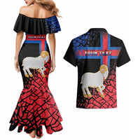Personalized Faroe Islands Couples Matching Mermaid Dress and Hawaiian Shirt Coat Of Arms Flag Style