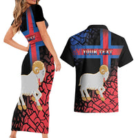 Personalized Faroe Islands Couples Matching Short Sleeve Bodycon Dress and Hawaiian Shirt Coat Of Arms Flag Style