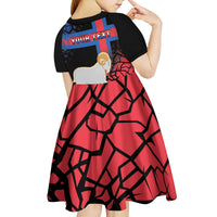 Personalized Faroe Islands Kid Short Sleeve Dress Coat Of Arms Flag Style