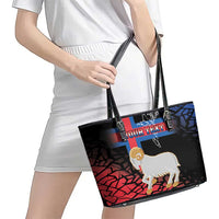 Personalized Faroe Islands Leather Tote Bag Coat Of Arms Flag Style