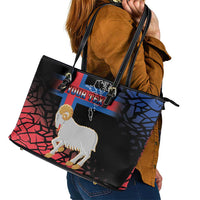 Personalized Faroe Islands Leather Tote Bag Coat Of Arms Flag Style