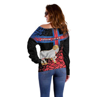 Personalized Faroe Islands Off Shoulder Sweater Coat Of Arms Flag Style