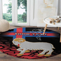 Personalized Faroe Islands Round Carpet Coat Of Arms Flag Style