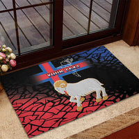 Personalized Faroe Islands Rubber Doormat Coat Of Arms Flag Style