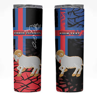 Personalized Faroe Islands Skinny Tumbler Coat Of Arms Flag Style