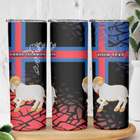 Personalized Faroe Islands Skinny Tumbler Coat Of Arms Flag Style