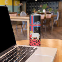 Personalized Faroe Islands Skinny Tumbler Coat Of Arms Flag Style