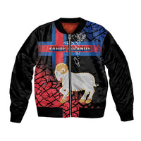Personalized Faroe Islands Sleeve Zip Bomber Jacket Coat Of Arms Flag Style