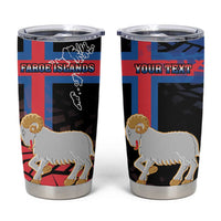 Personalized Faroe Islands Tumbler Cup Coat Of Arms Flag Style