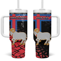 Personalized Faroe Islands Tumbler With Handle Coat Of Arms Flag Style