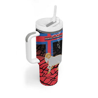 Personalized Faroe Islands Tumbler With Handle Coat Of Arms Flag Style