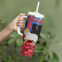 Personalized Faroe Islands Tumbler With Handle Coat Of Arms Flag Style