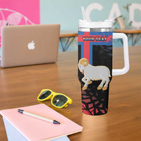 Personalized Faroe Islands Tumbler With Handle Coat Of Arms Flag Style