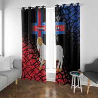 Personalized Faroe Islands Window Curtain Coat Of Arms Flag Style