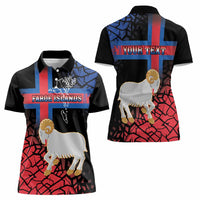 Personalized Faroe Islands Women Polo Shirt Coat Of Arms Flag Style