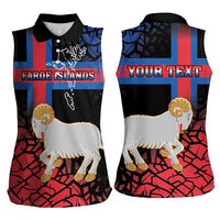 Personalized Faroe Islands Women Sleeveless Polo Shirt Coat Of Arms Flag Style