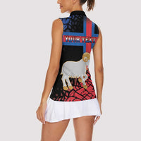 Personalized Faroe Islands Women Sleeveless Polo Shirt Coat Of Arms Flag Style