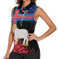 Personalized Faroe Islands Women Sleeveless Polo Shirt Coat Of Arms Flag Style