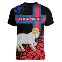 Personalized Faroe Islands Women V-Neck T-Shirt Coat Of Arms Flag Style