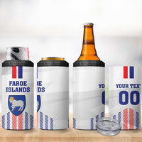 Custom Faroe Islands Football 4 in 1 Can Cooler Tumbler Go Champion White Version