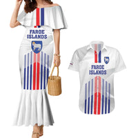 Custom Faroe Islands Football Couples Matching Mermaid Dress and Hawaiian Shirt Go Champion White Version