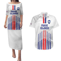 Custom Faroe Islands Football Couples Matching Puletasi and Hawaiian Shirt Go Champion White Version