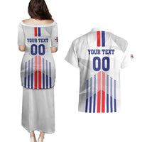 Custom Faroe Islands Football Couples Matching Puletasi and Hawaiian Shirt Go Champion White Version