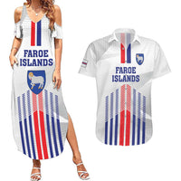 Custom Faroe Islands Football Couples Matching Summer Maxi Dress and Hawaiian Shirt Go Champion White Version