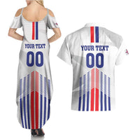 Custom Faroe Islands Football Couples Matching Summer Maxi Dress and Hawaiian Shirt Go Champion White Version