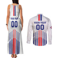 Custom Faroe Islands Football Couples Matching Tank Maxi Dress and Long Sleeve Button Shirt Go Champion White Version