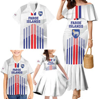 Custom Faroe Islands Football Family Matching Mermaid Dress and Hawaiian Shirt Go Champion White Version