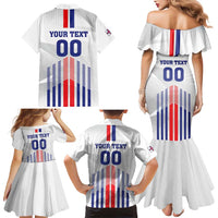 Custom Faroe Islands Football Family Matching Mermaid Dress and Hawaiian Shirt Go Champion White Version