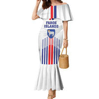 Custom Faroe Islands Football Family Matching Mermaid Dress and Hawaiian Shirt Go Champion White Version