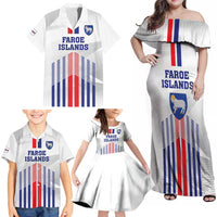 Custom Faroe Islands Football Family Matching Off Shoulder Maxi Dress and Hawaiian Shirt Go Champion White Version