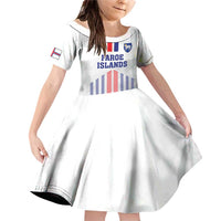 Custom Faroe Islands Football Family Matching Off Shoulder Short Dress and Hawaiian Shirt Go Champion White Version