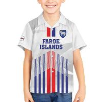 Custom Faroe Islands Football Family Matching Off Shoulder Short Dress and Hawaiian Shirt Go Champion White Version