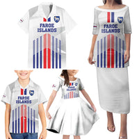 Custom Faroe Islands Football Family Matching Puletasi and Hawaiian Shirt Go Champion White Version