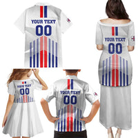 Custom Faroe Islands Football Family Matching Puletasi and Hawaiian Shirt Go Champion White Version