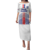 Custom Faroe Islands Football Family Matching Puletasi and Hawaiian Shirt Go Champion White Version