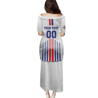 Custom Faroe Islands Football Family Matching Puletasi and Hawaiian Shirt Go Champion White Version