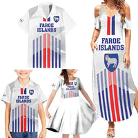 Custom Faroe Islands Football Family Matching Summer Maxi Dress and Hawaiian Shirt Go Champion White Version