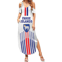 Custom Faroe Islands Football Family Matching Summer Maxi Dress and Hawaiian Shirt Go Champion White Version