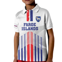 Custom Faroe Islands Football Kid Polo Shirt Go Champion White Version