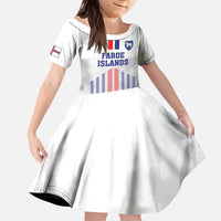 Custom Faroe Islands Football Kid Short Sleeve Dress Go Champion White Version